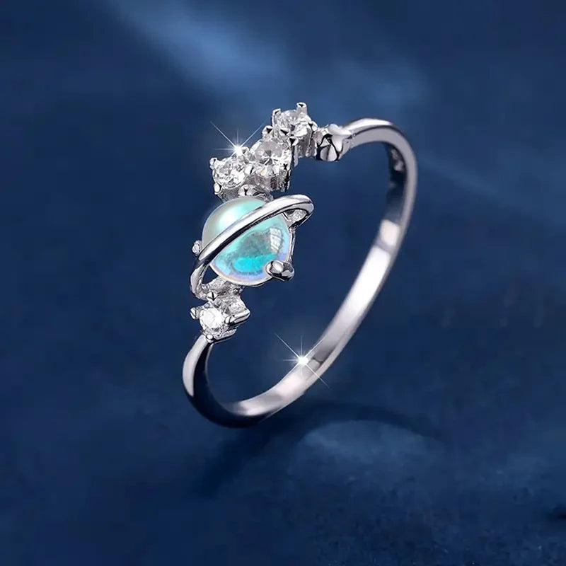 Opal Rainbow Quartz 925 Silver Prong Setting Women's Gemstone Ring Everyday Wear nonstop