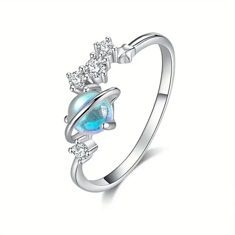 Opal Rainbow Quartz 925 Silver Prong Setting Women's Gemstone Ring Everyday Wear nonstop