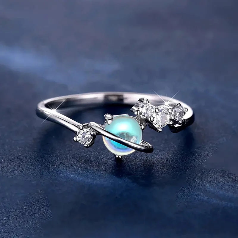 Opal Rainbow Quartz 925 Silver Prong Setting Women's Gemstone Ring Everyday Wear nonstop