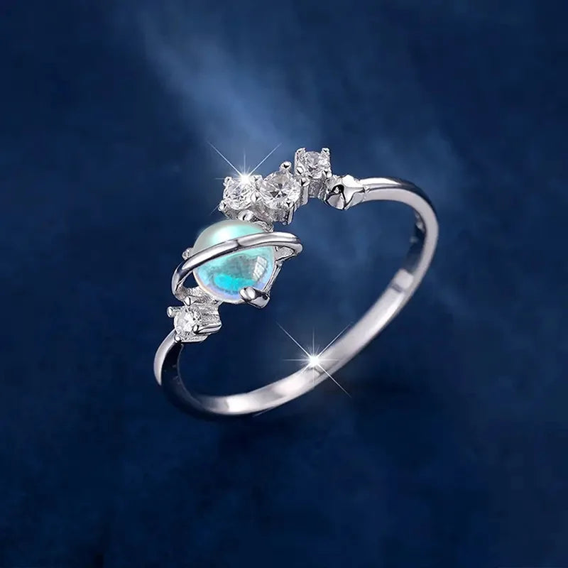 Opal Rainbow Quartz 925 Silver Prong Setting Women's Gemstone Ring Everyday Wear nonstop