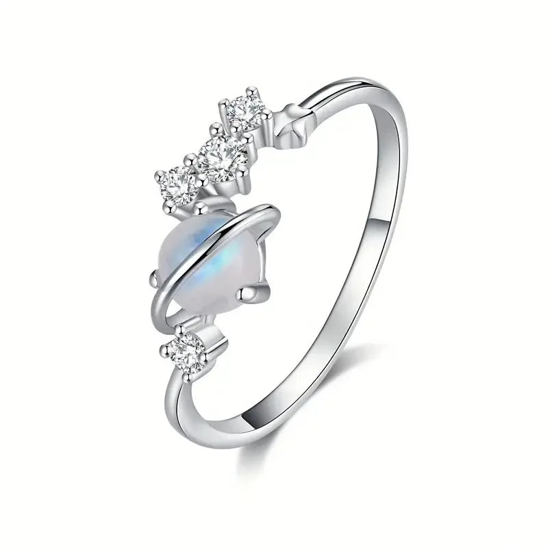 Opal Rainbow Quartz 925 Silver Prong Setting Women's Gemstone Ring Everyday Wear nonstop
